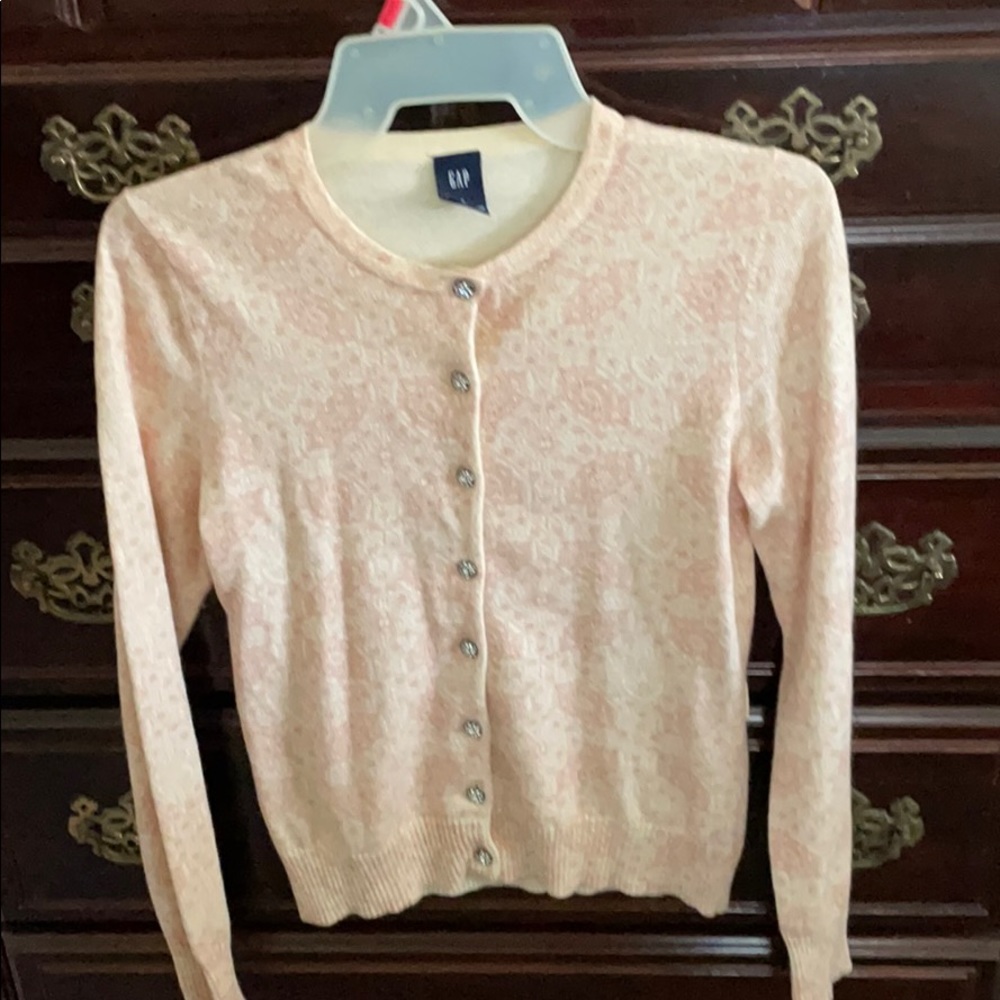 Sweet printed cardigan with rhinestone buttons